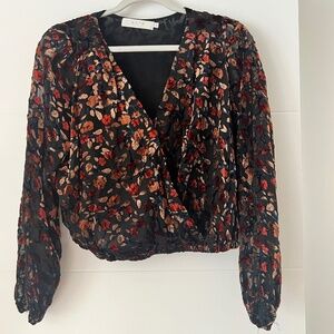 Astr the Label Floral Velvet Top